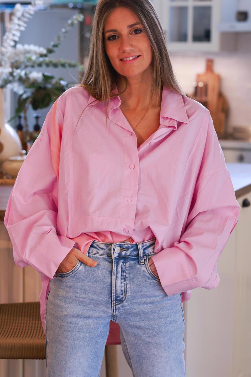 Light pink Long-Sleeve Button-Down Blouse