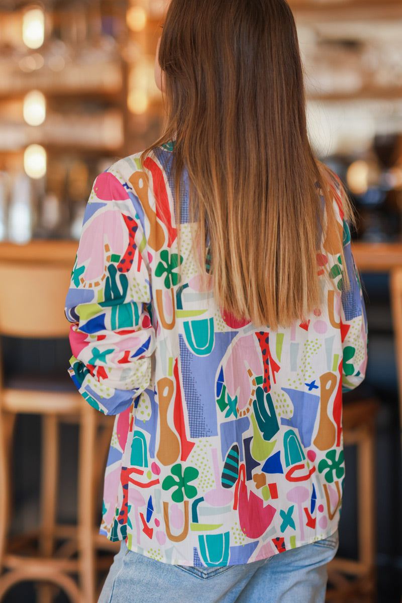 Chemise légère motifs graphiques colorés