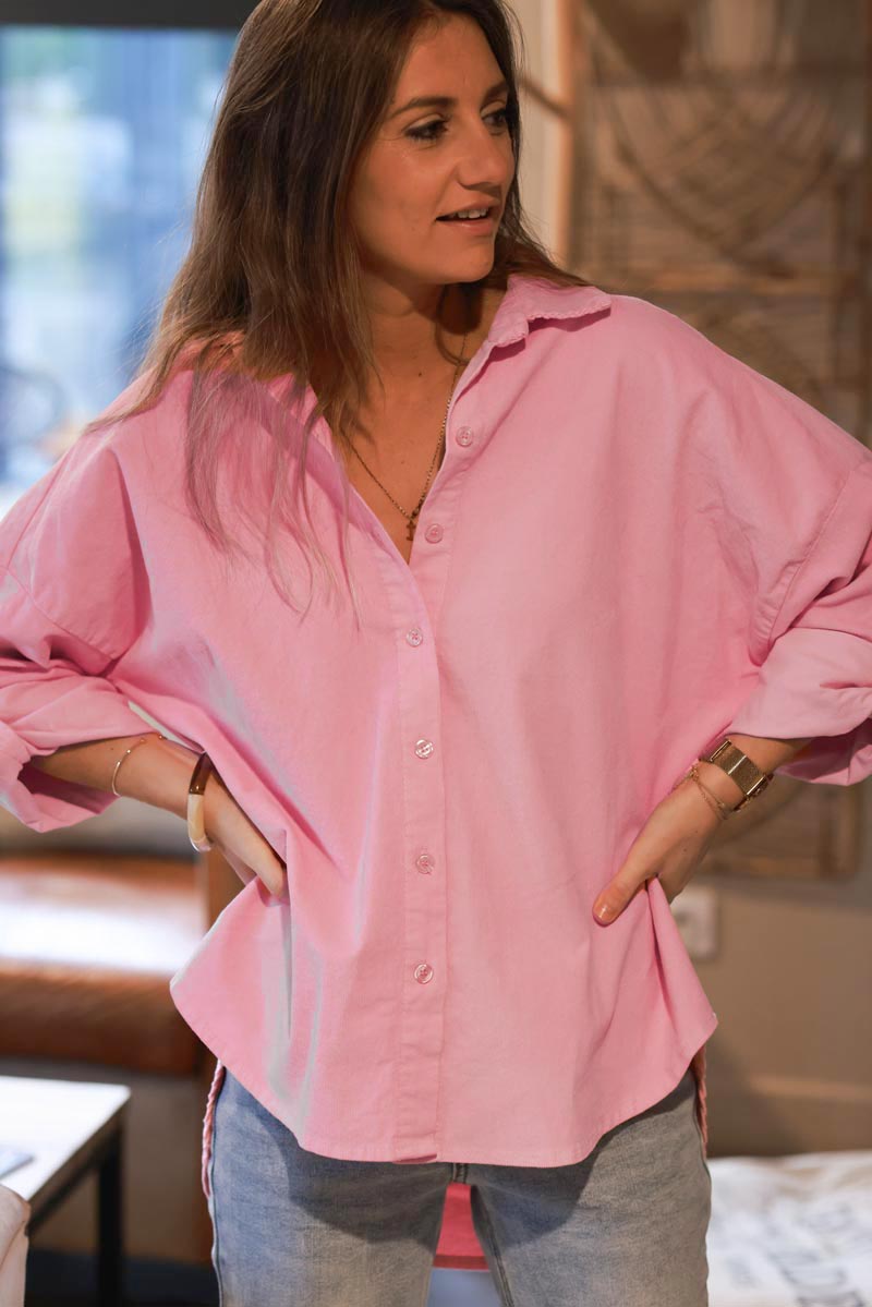 Pink Pinwale Corduroy Button-Down Shirt