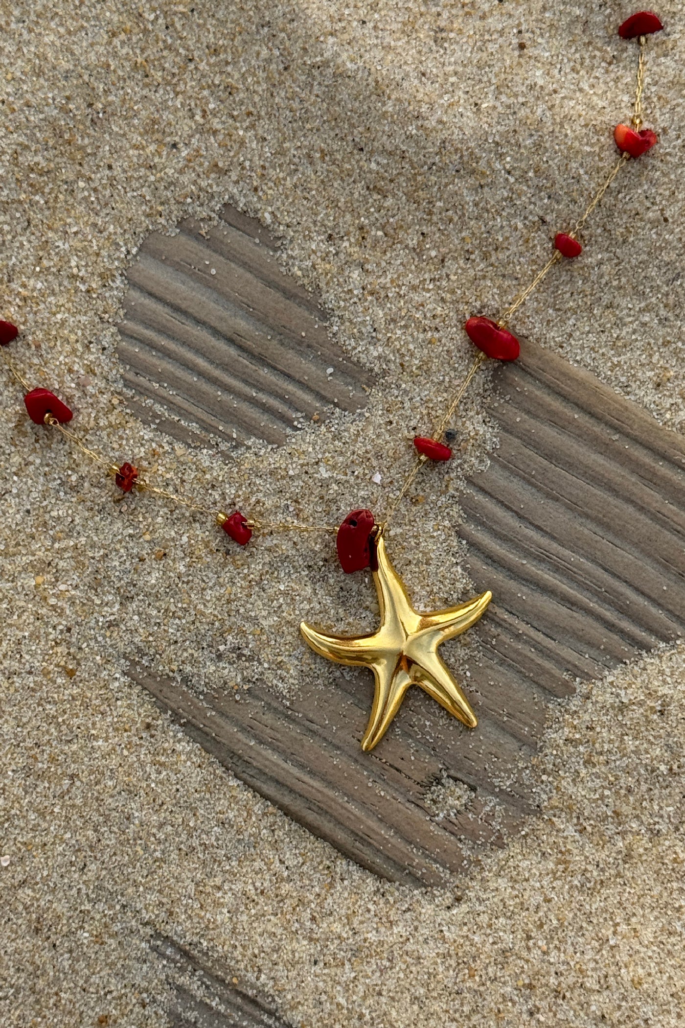 Starfish Beaded Golden Chain Necklace