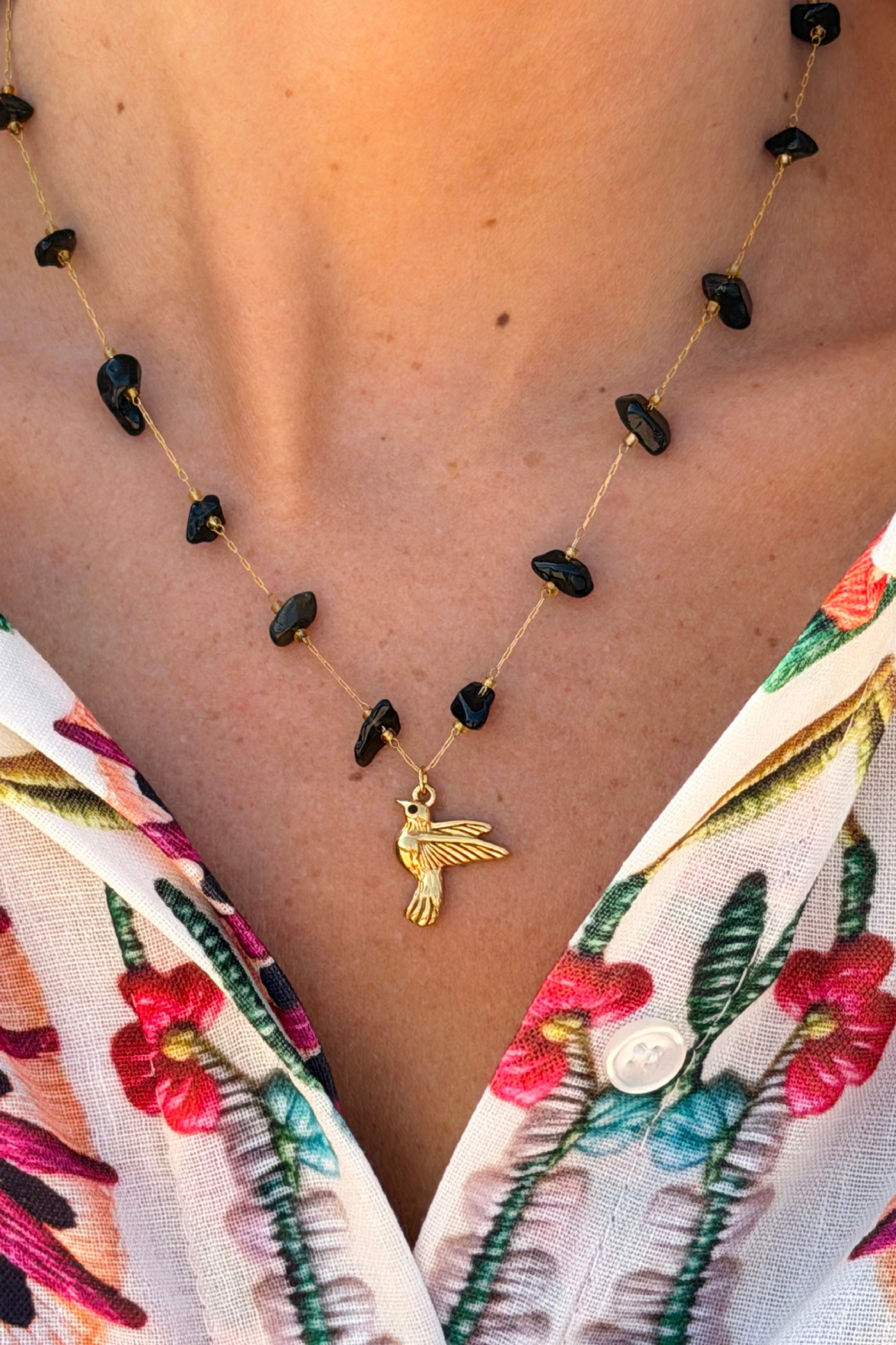 Seagull Beaded Golden Chain Necklace