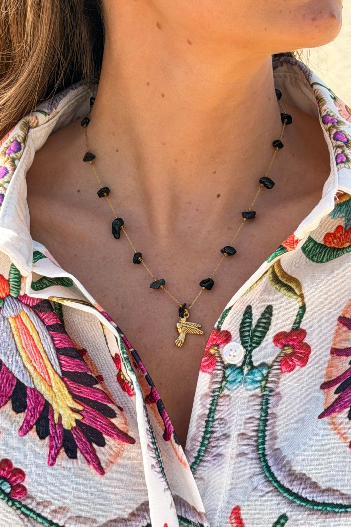 Seagull Beaded Golden Chain Necklace