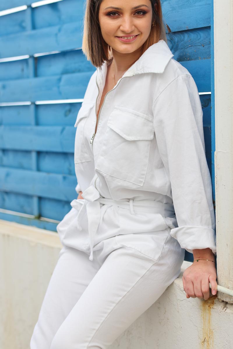 Buy GUESS Women's Button-Up Denim Jumpsuit in True White Wash, TRUE WHITE  WASH (0) Online at desertcartINDIA