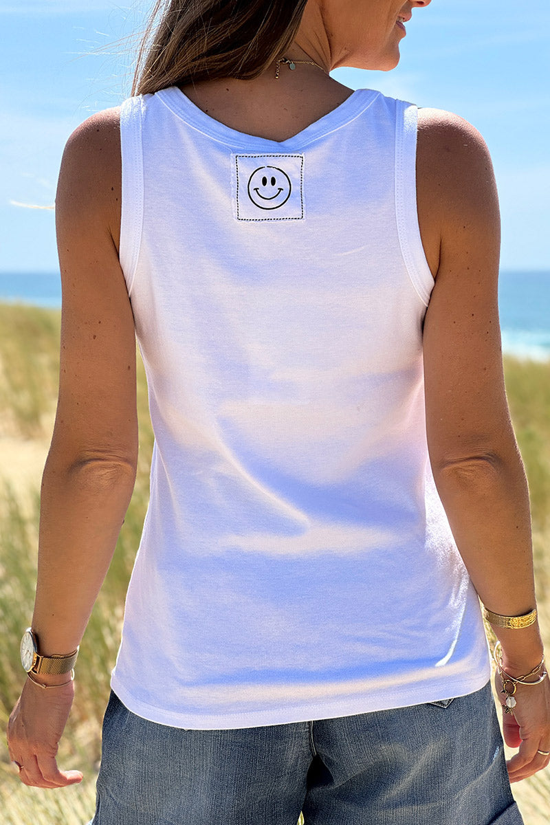 White Vintage Jersey Tank Top 