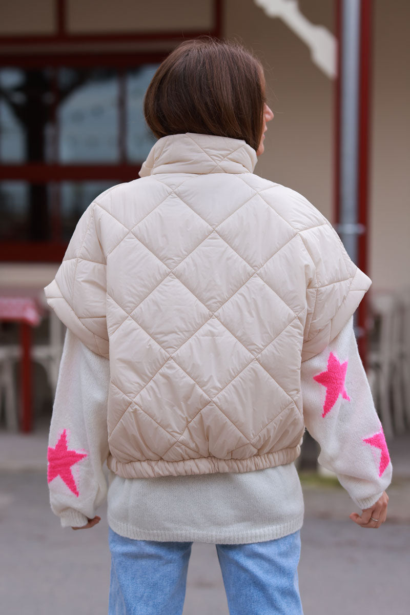 Cream Quilted Puffer Vest