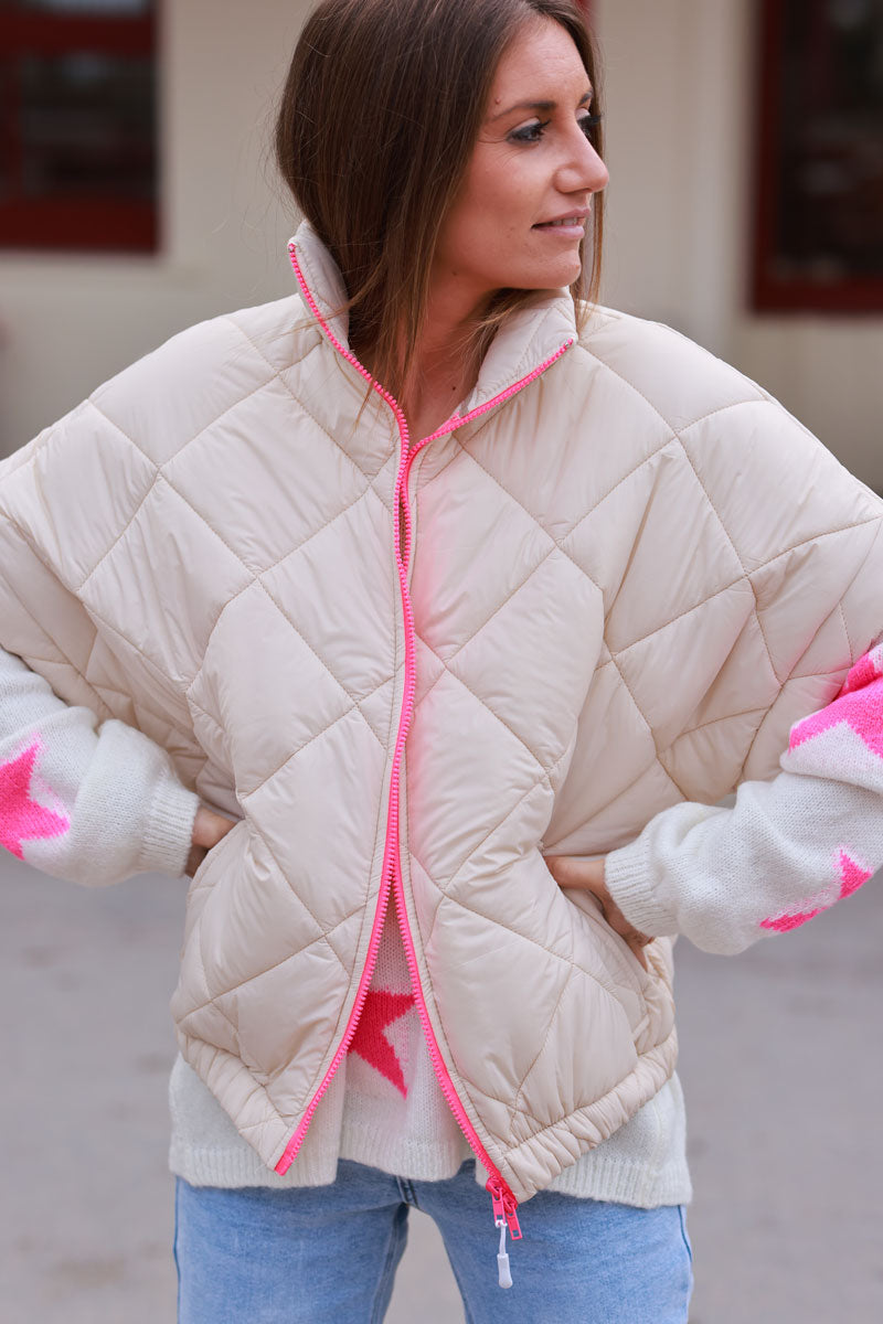 Cream Quilted Puffer Vest