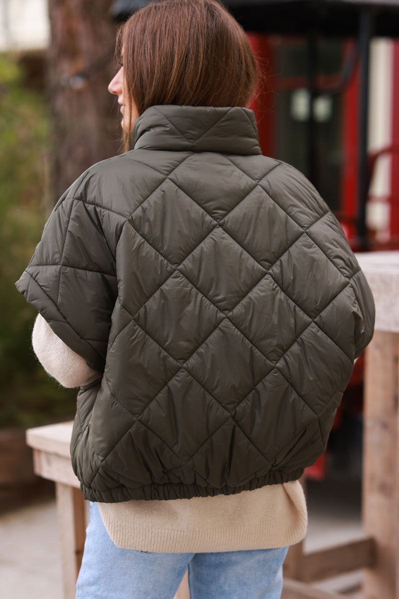 Olive Quilted Puffer Vest