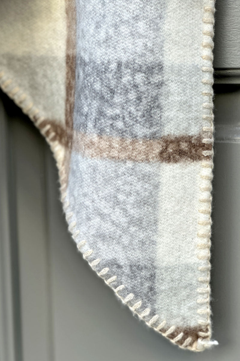 Gray Colorblock Plaid Sherpa Wrap