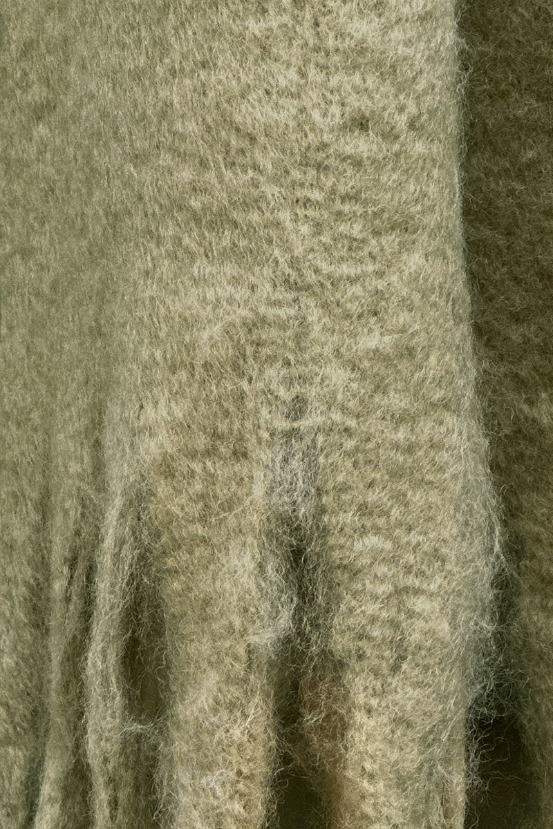 Light Olive Faux Cashmere Tassel Scarf