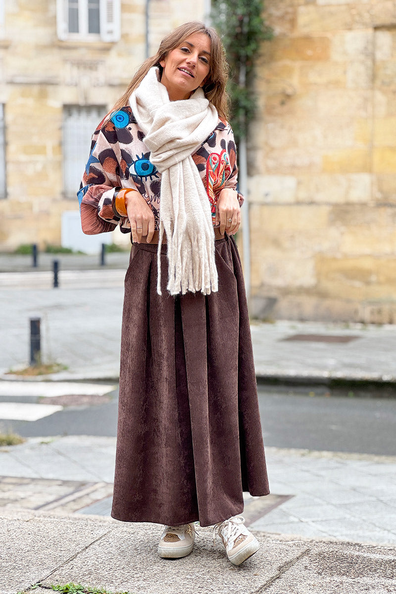 Beige Faux Cashmere Tassel Scarf
