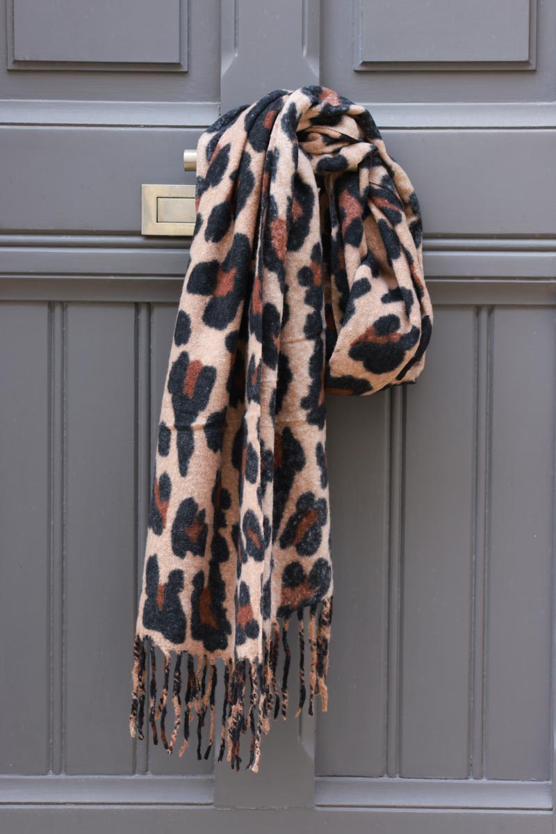 Leopard Super Soft Scarf with Fringes