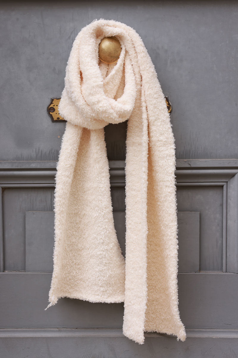 Ivory Oversized Shearling Scarf