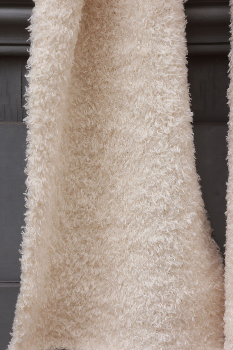 Ivory Oversized Shearling Scarf