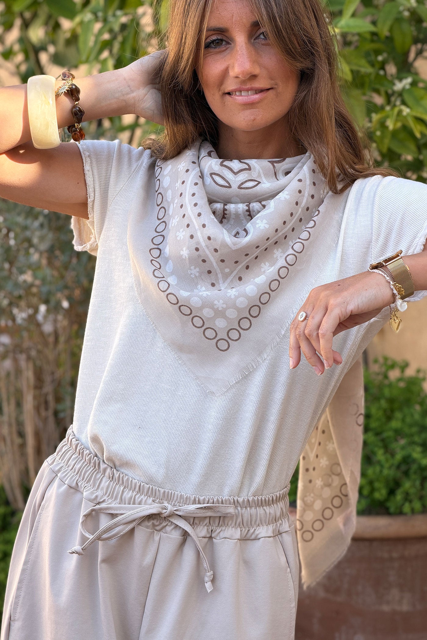 Cream Paisley Classic Bandana