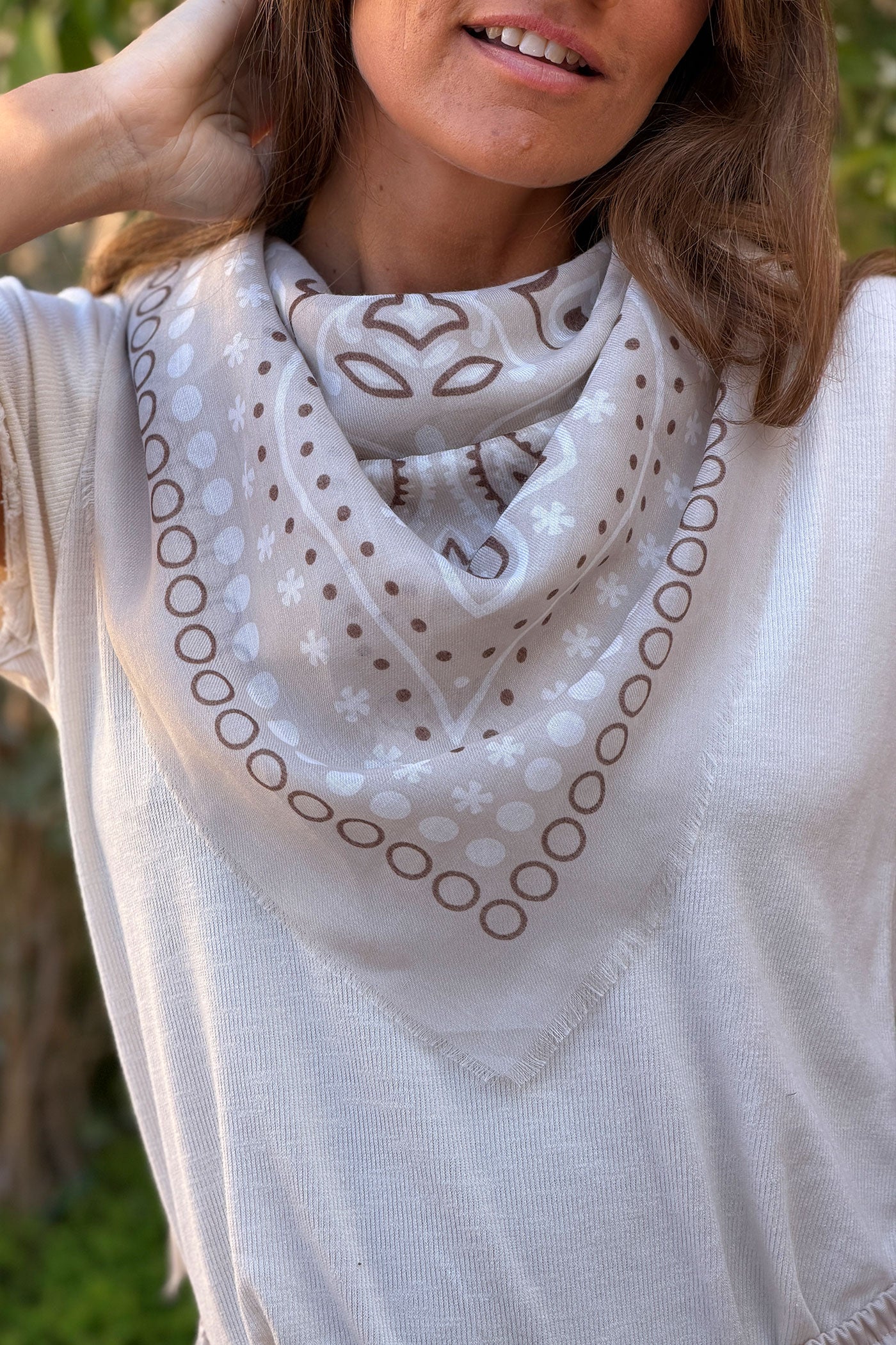 Cream Paisley Classic Bandana