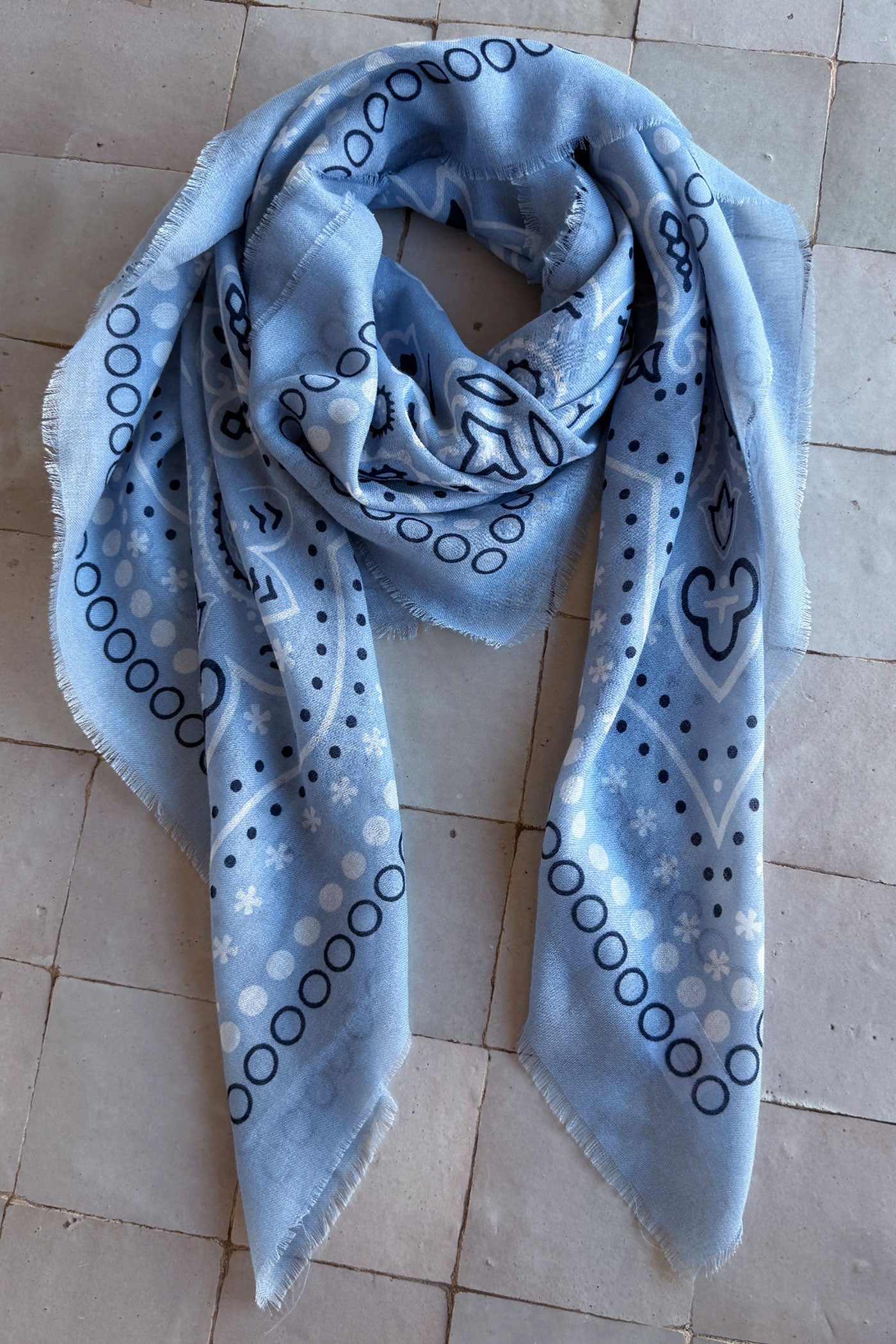 Light Blue Paisley Classic Bandana
