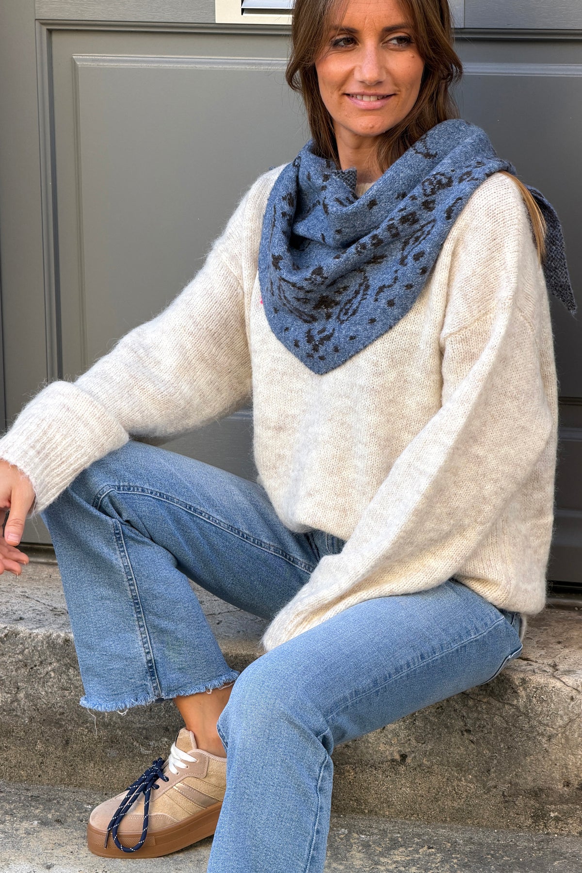 Blue Cozy Knit Classic Bandana
