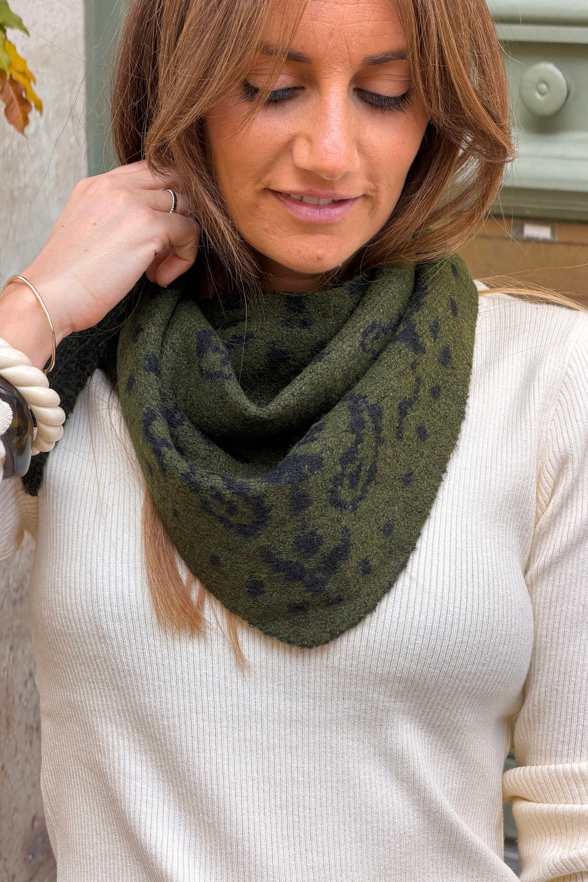 Olive Cozy Knit Classic Bandana