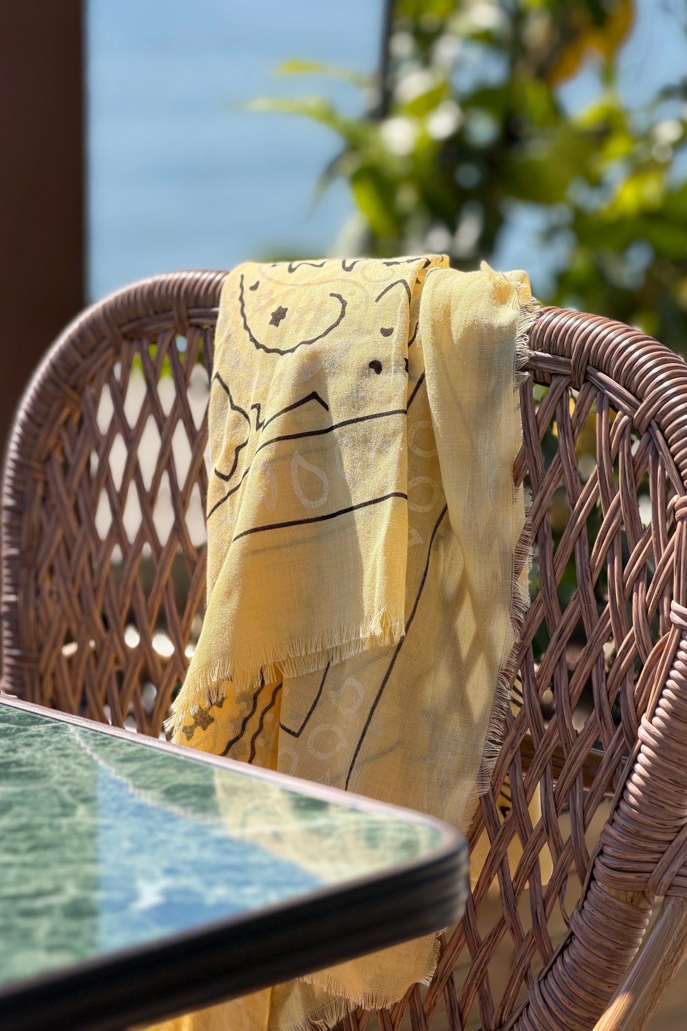 Écharpe foulard jaune imprimé Bandana tout doux