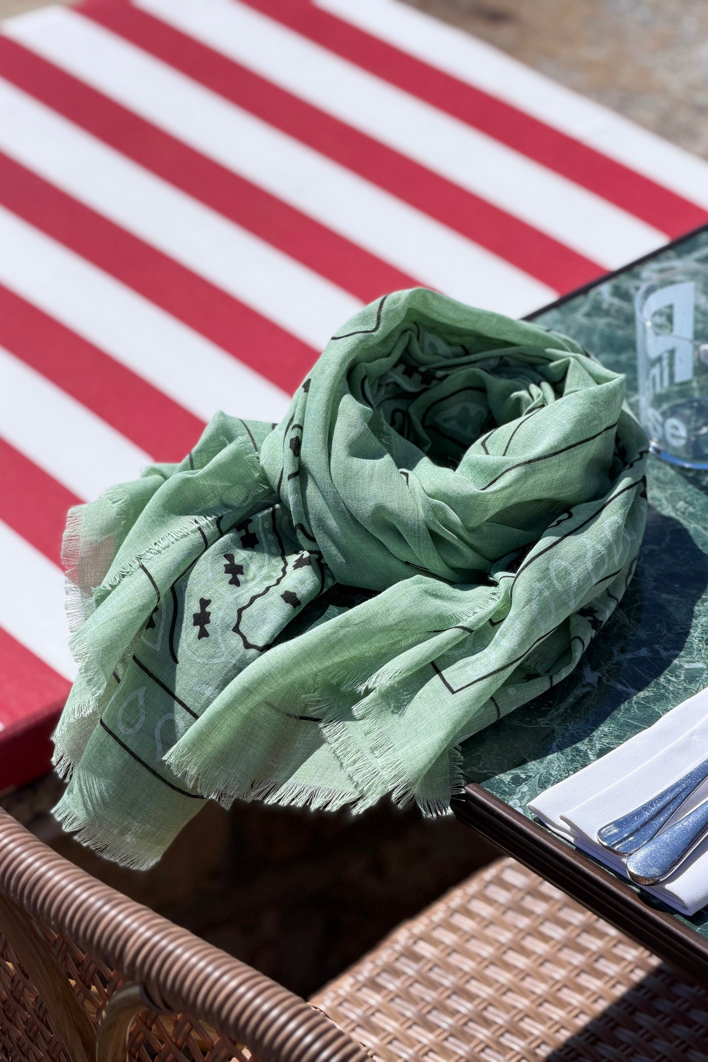 Écharpe foulard kaki imprimé Bandana tout doux
