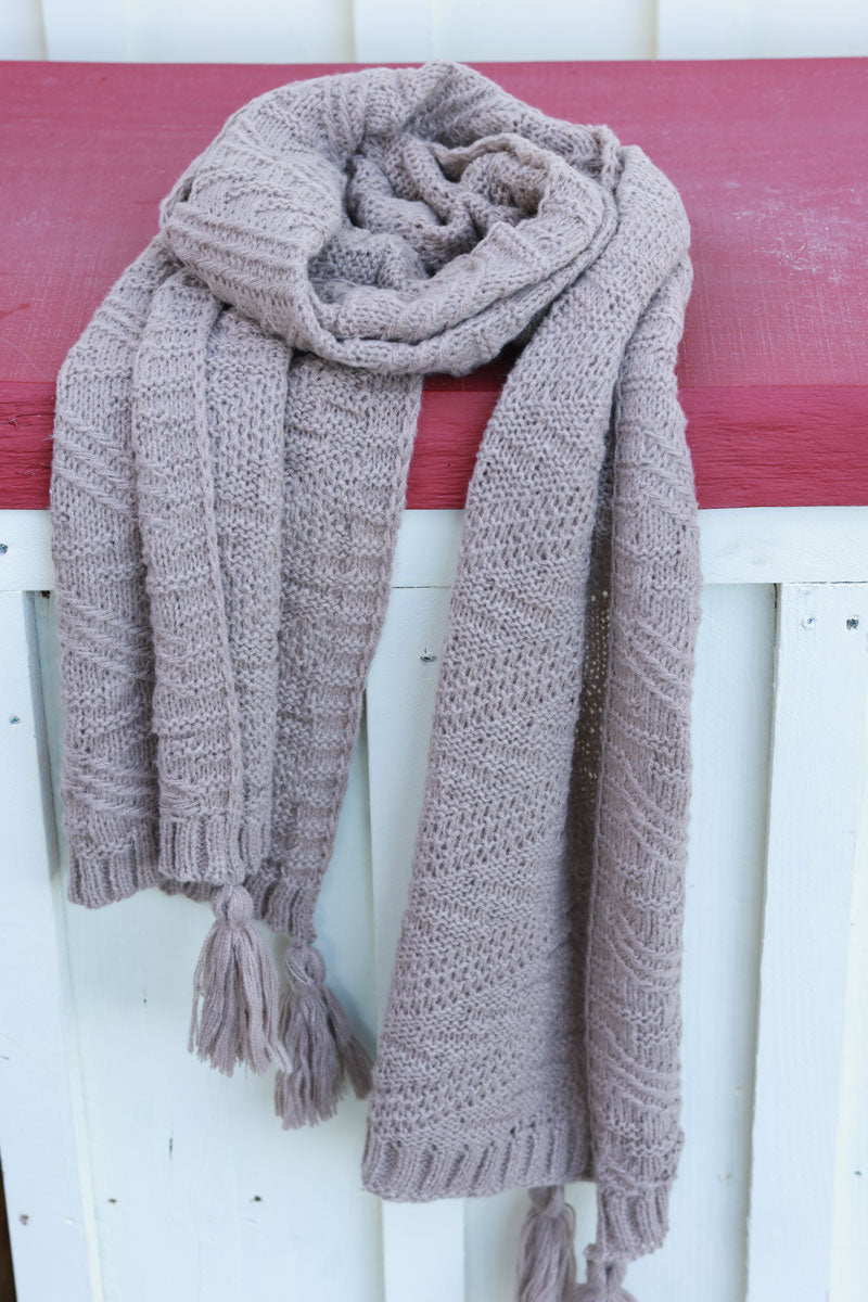 Taupe Cable Knit Jumper Scarf