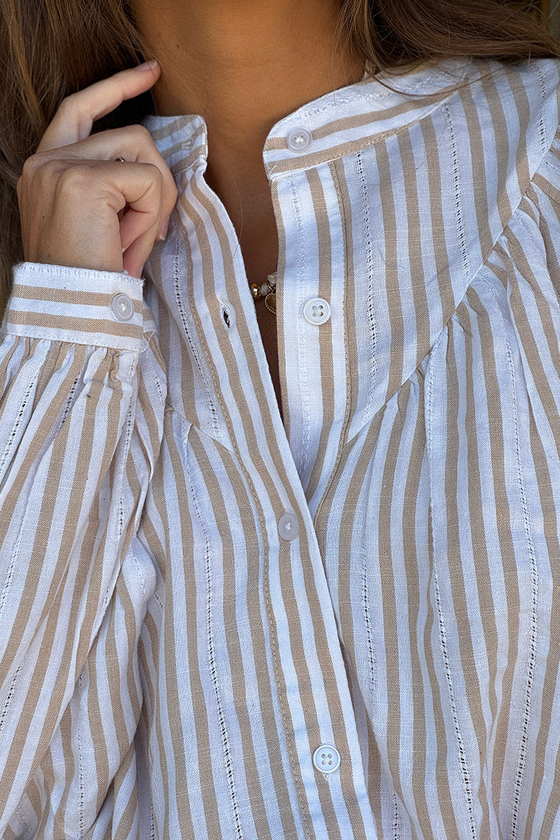 Beige Pinstripe Victorian Blouse and Shorts Play Set