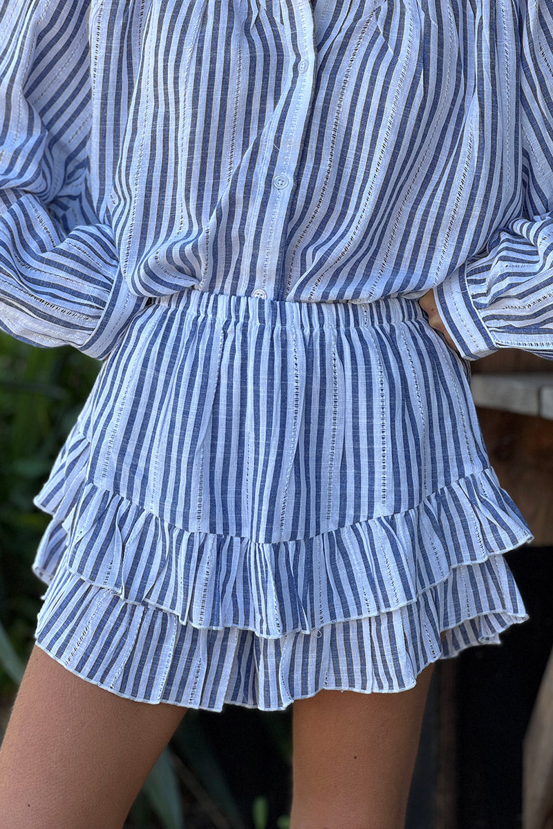 Blue Pinstripe Victorian Blouse and Shorts Play Set