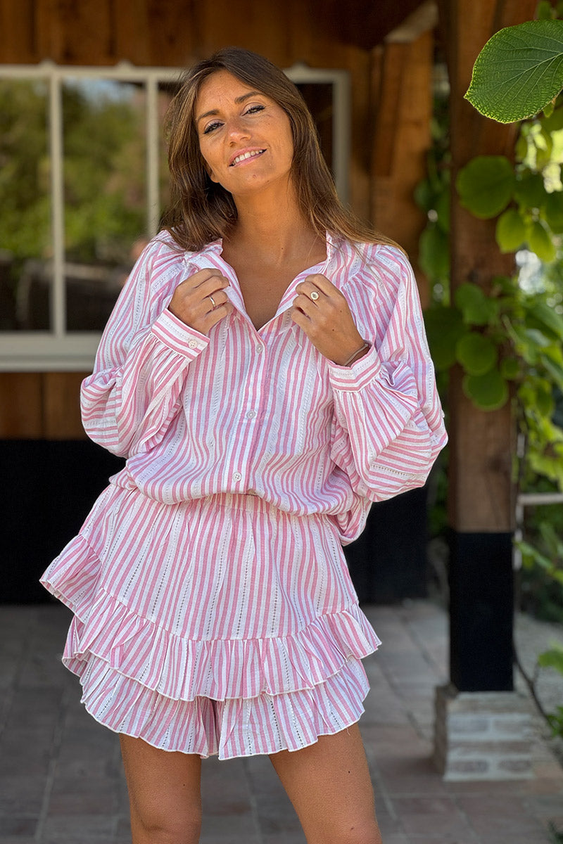 Pink Pinstripe Victorian Blouse and Shorts Play Set