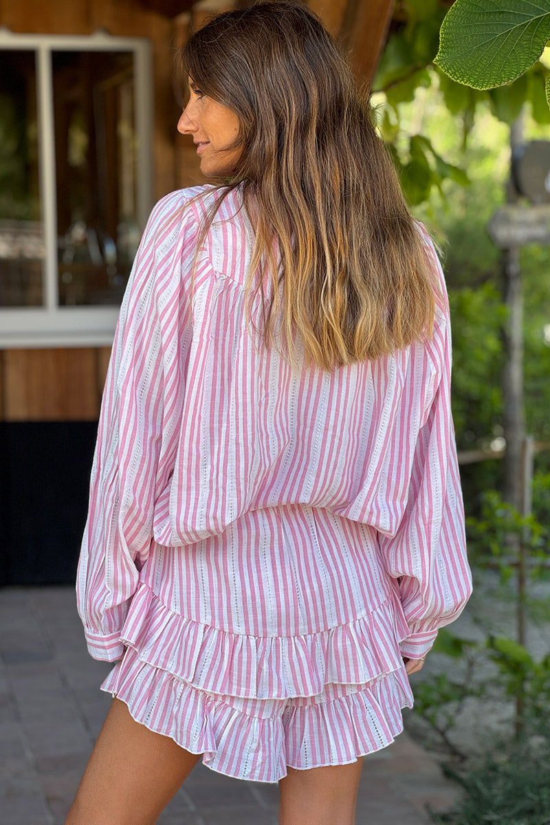 Pink Pinstripe Victorian Blouse and Shorts Play Set
