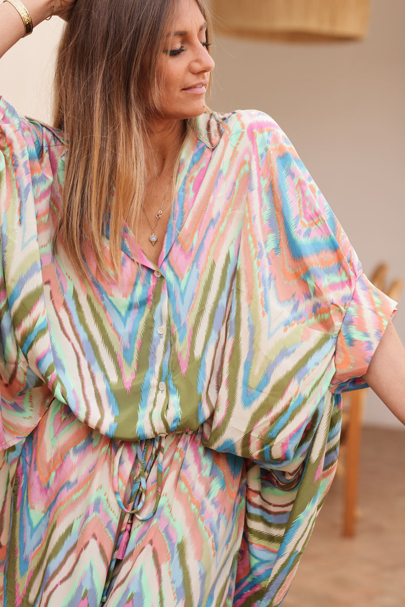 Oversized shirt and wide leg pant Co-ord set in a psychedelic print