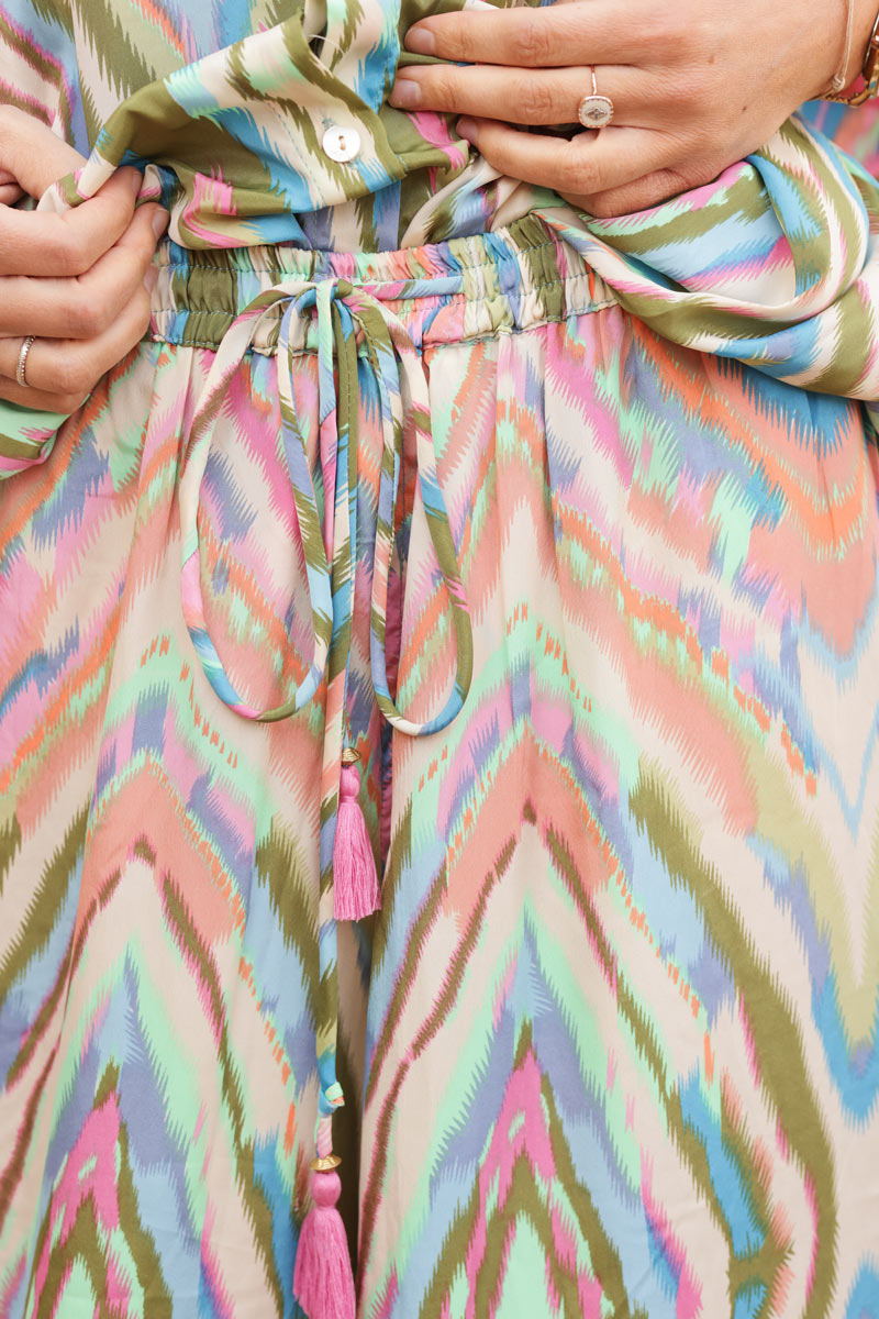 Oversized shirt and wide leg pant Co-ord set in a psychedelic print