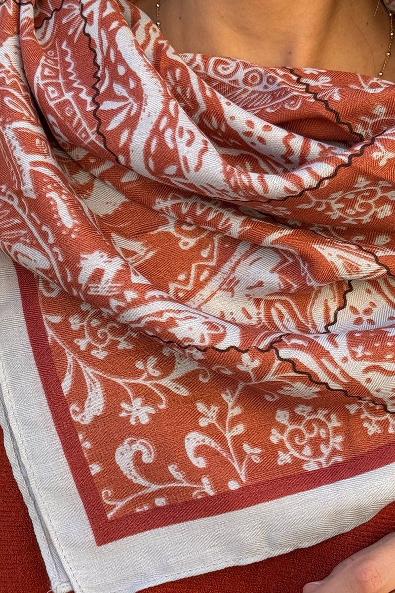 Brick Batik Scroll Pashmina