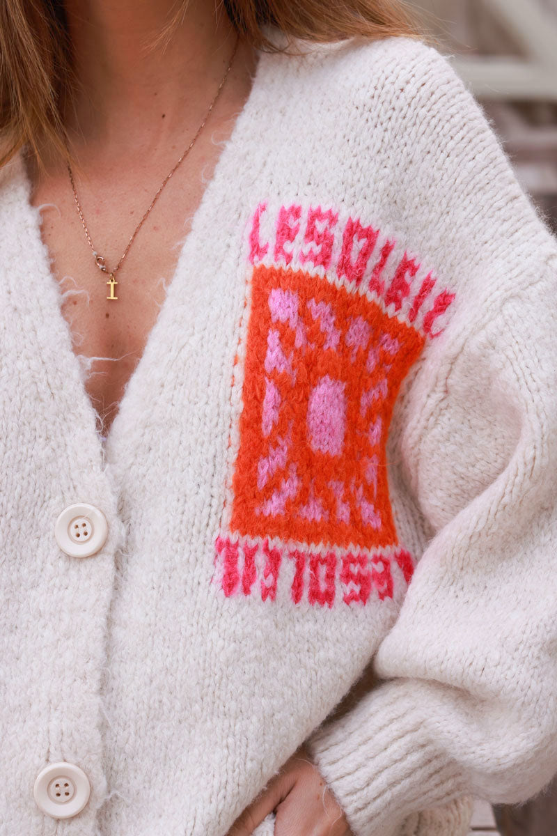 Beige Knit “Le Soleil” Cardigan Jumper