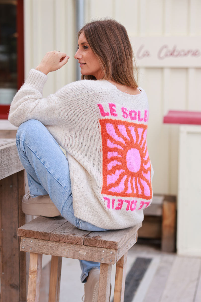 Beige Knit “Le Soleil” Cardigan Jumper