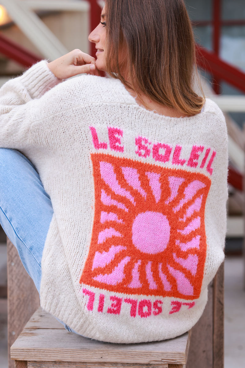 Beige Knit “Le Soleil” Cardigan Jumper