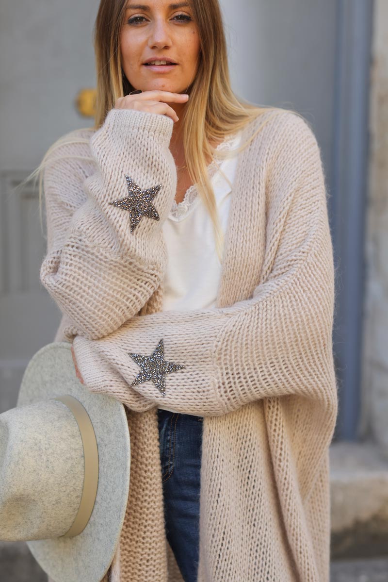 Chunky knit sale beige cardigan