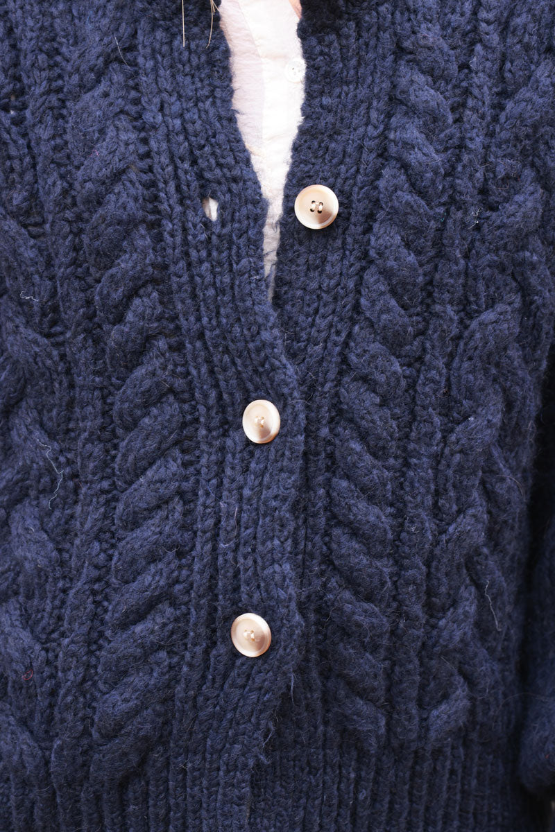 Navy blue Chunky Cable Knit Cardigan