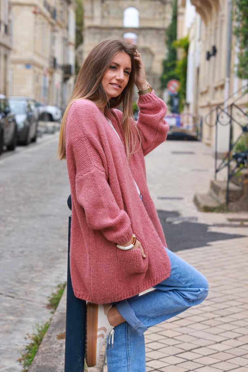 Rosewood cardigan with wrap around collar