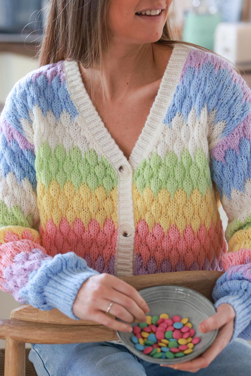 Rainbow Fisherman Knit Jumper Cardigan