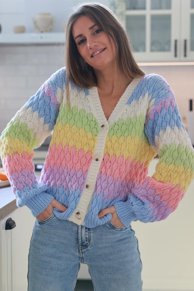 Rainbow Fisherman Knit Jumper Cardigan