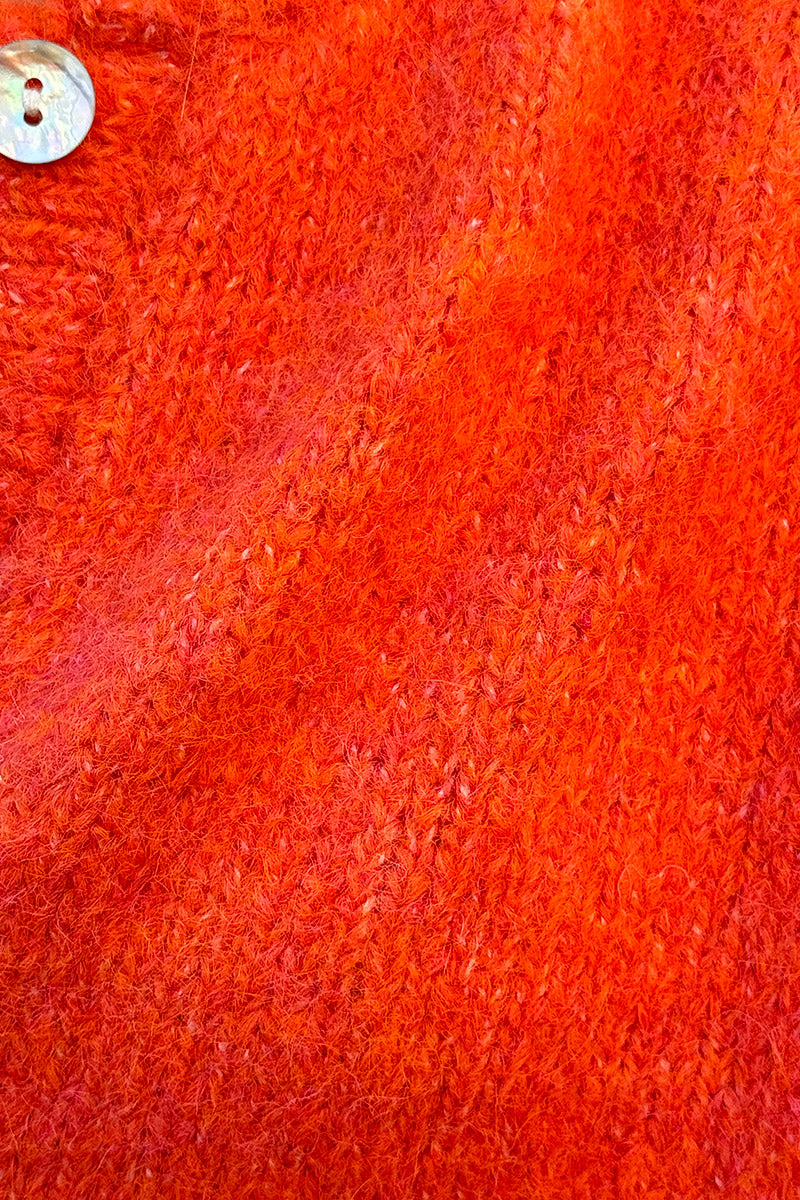 Super soft Round Neck Cardigan Heather orange with mother of Pearl buttons