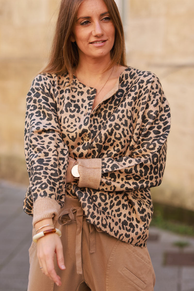 Leopard Print Knit Cardigan