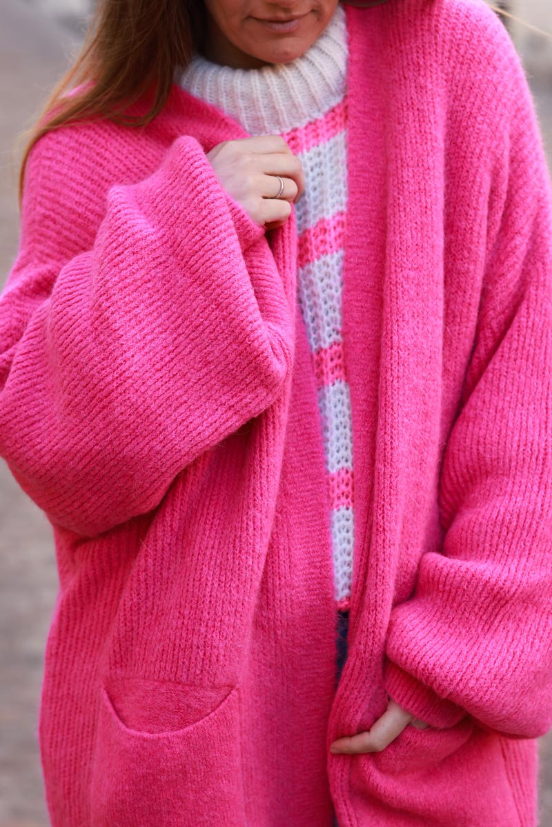 Fuchsia Alpaca Knit Duster