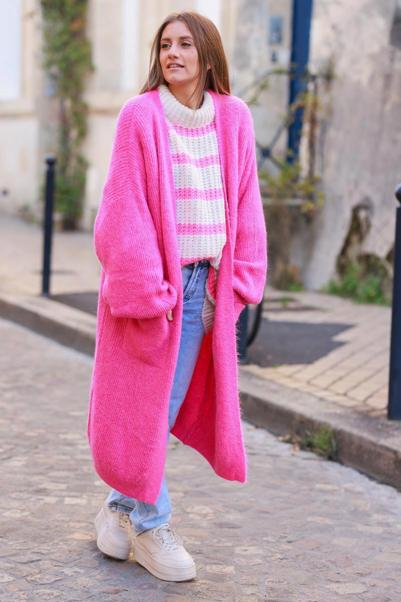 Fuchsia Alpaca Knit Duster