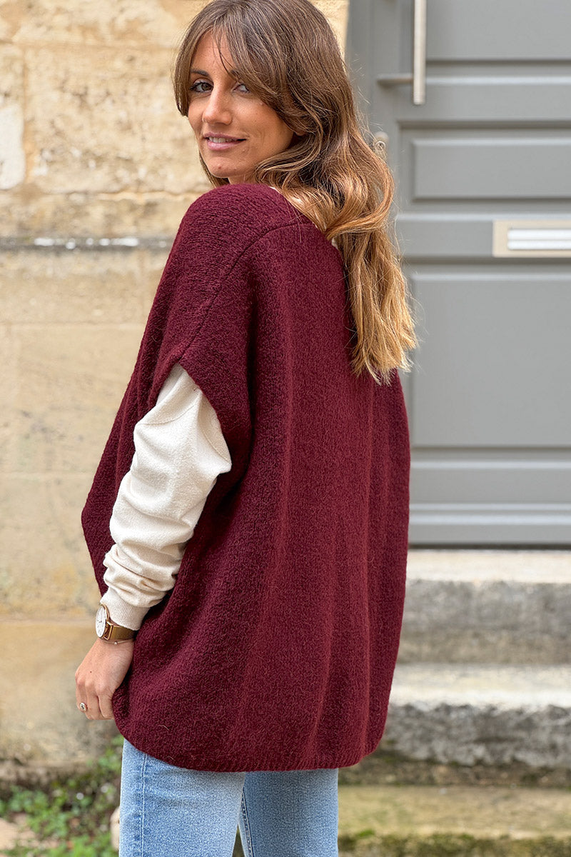 Aubergine Mohair Blend Knit Vest