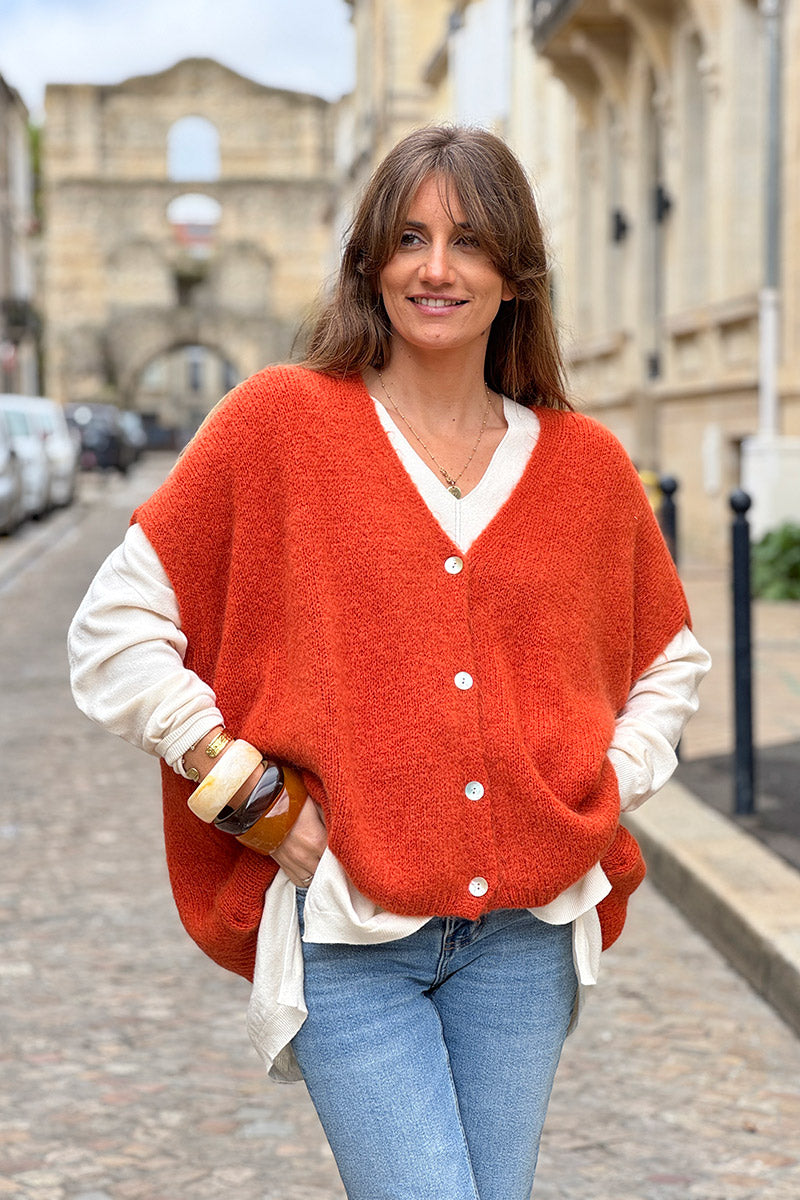 Pumpkin Mohair Blend Knit Vest