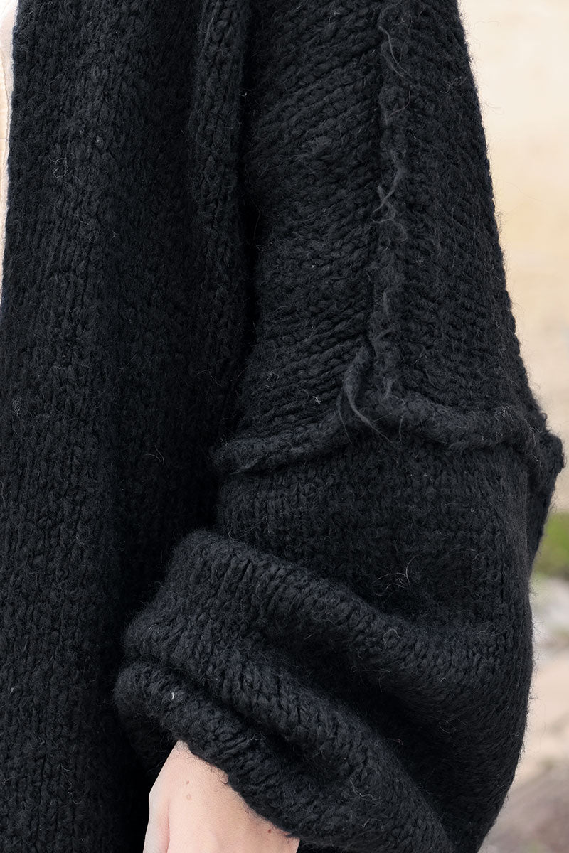 Black Knit Oversized Sweater Jacket