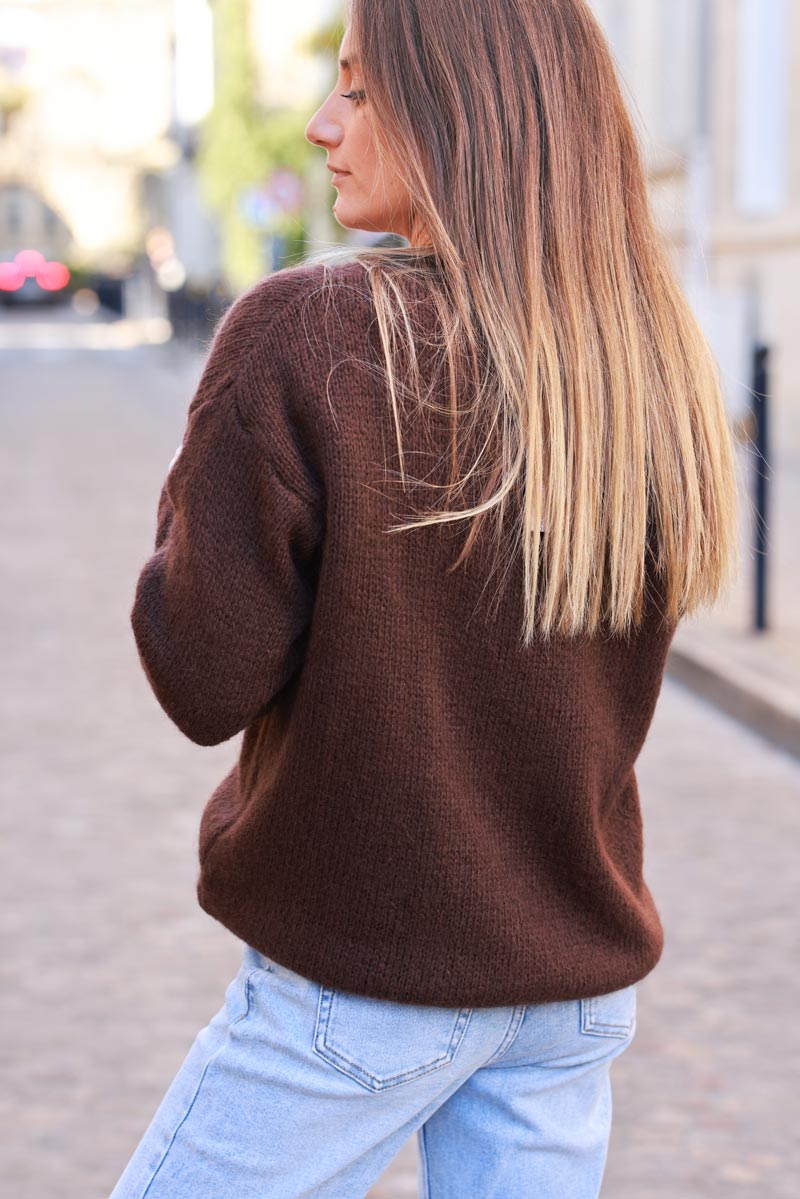 Brown Chocolate Mohair Blend Cardigan