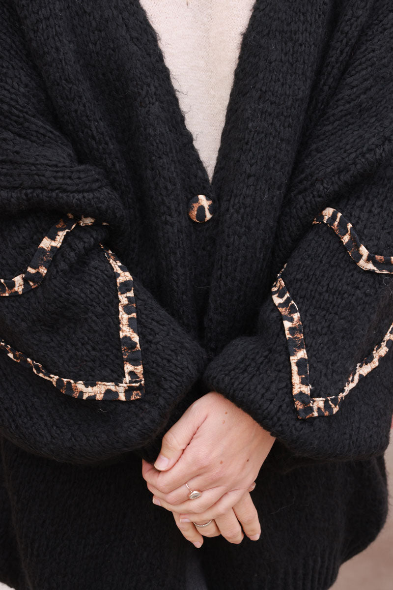 Black Mohair Heart-Sleeve Cardigan