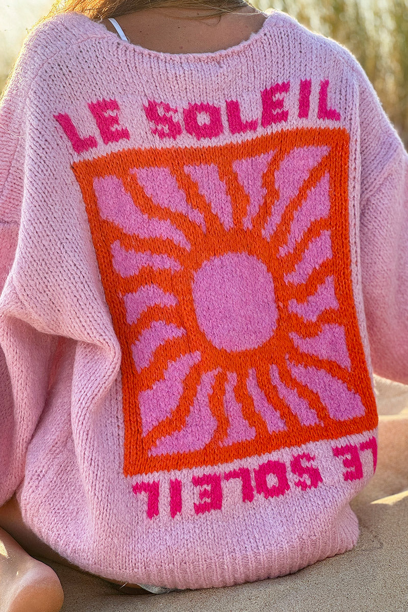 Light Pink Knit “Le Soleil” Cardigan Sweater